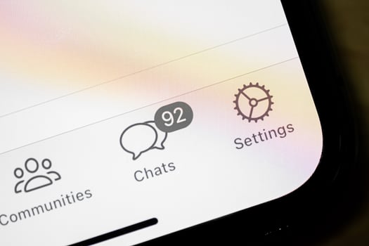 Smart phone screen with 92 unread chat messages photo