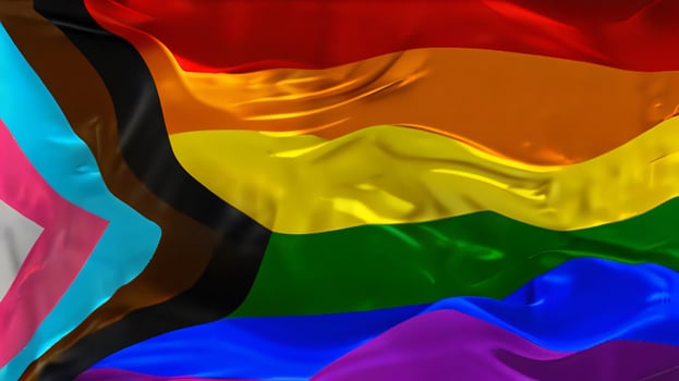 Rainbow pride flag, lgbtq diversity Intersex inclusive progress pride flag, pride month, gay community and freedom concept, for design and multimedia content photo