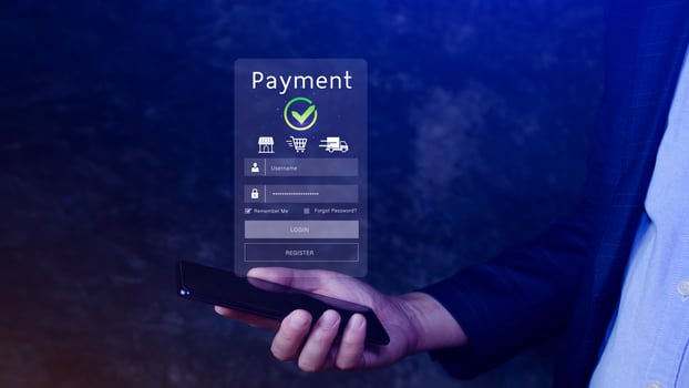 Using smartphone to online payment, banking and online shopping, financial transaction, Digital online payment concept, payment transfer. photo