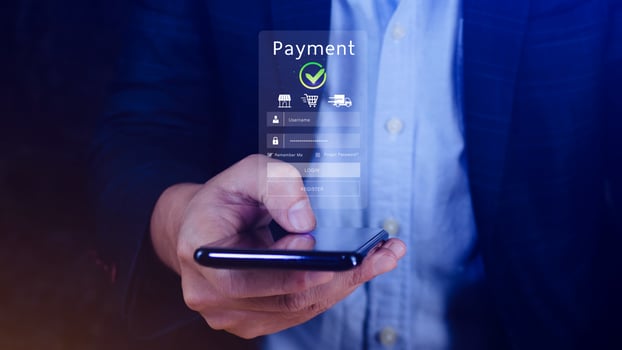 Using smartphone to online payment, banking and online shopping, financial transaction, Digital online payment concept, payment transfer. photo