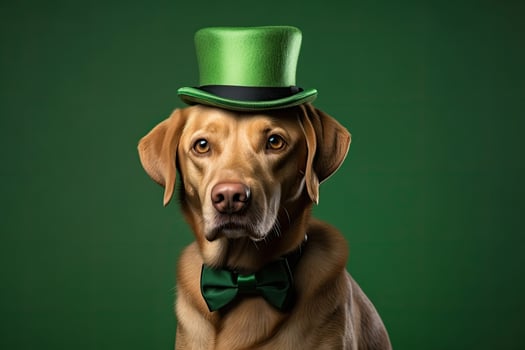 Labrador Wearing Green Hat photo