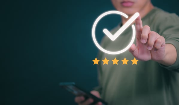 Customer services best excellent business rating experience. Satisfaction survey concept. user gives ratings to service experience on the online application, online marketing, and business processes. photo