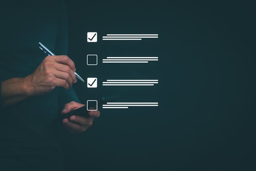 Businessmen mark check blocks to verify the correctness and approve or accept the agreement. in digital documents Concept of working via the internet photo