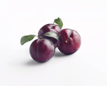 three plums on a white background photo