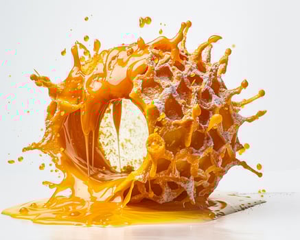 orange juice splashing on a table photo