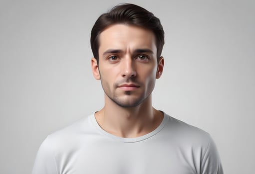 Positive man on clean background photo
