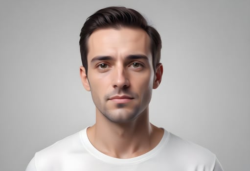 Positive man on clean background photo