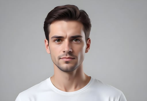 Positive man on clean background photo