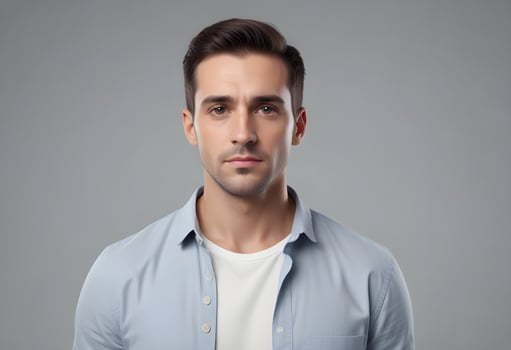 Positive man on clean background photo