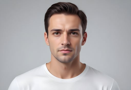 Positive man on clean background photo