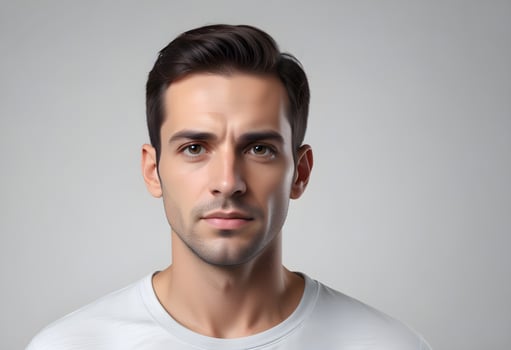 Positive man on clean background photo