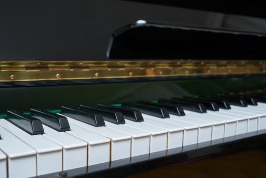 Black wall type piano photo