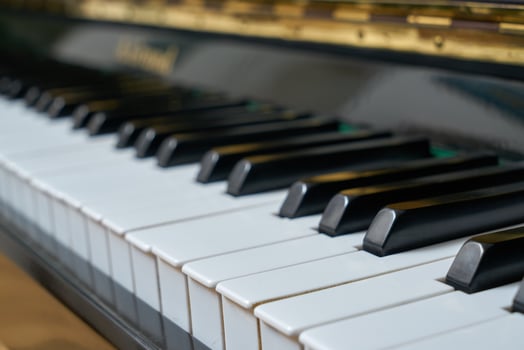 Black wall type piano photo