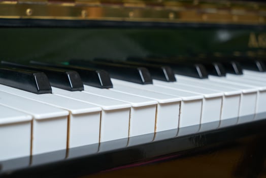 Black wall type piano photo