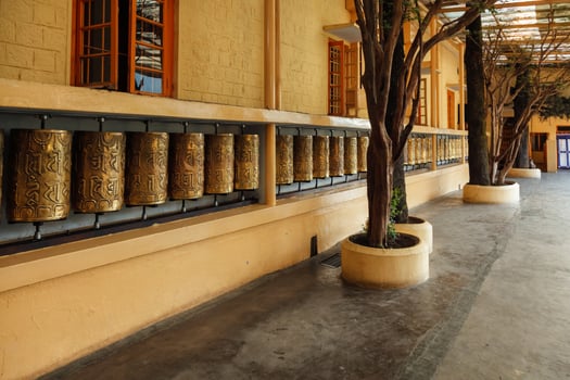 Buddhist prayer wheels photo