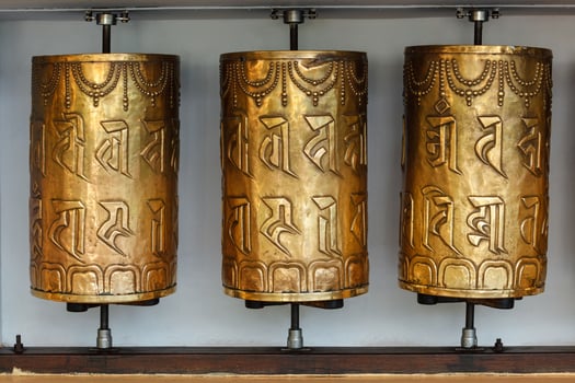 Buddhist prayer wheels photo