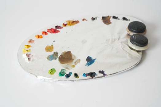 Oil paint on painters palette photo