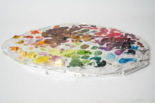 Oil paint on painters palette photo