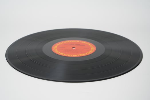 Vinyl record on white background photo