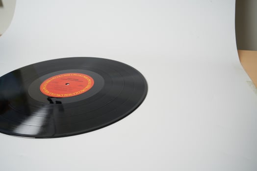 Vinyl record on white background photo