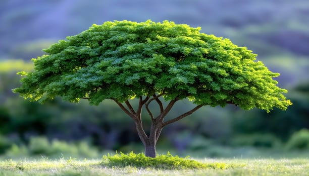 Single Green Tree in a Grassy Field photo
