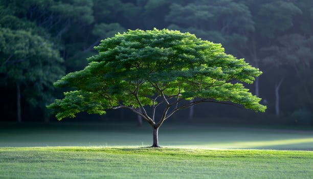 Solitary Tree in a Green Meadow photo