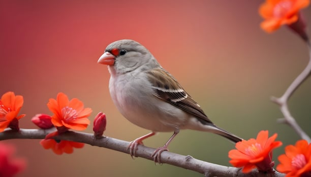 colourful tiny finch stands on a branch, Bird Photography photo