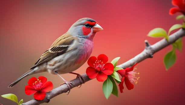 colourful tiny finch stands on a branch, Bird Photography photo