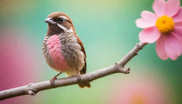 colourful tiny finch stands on a branch, Bird Photography photo