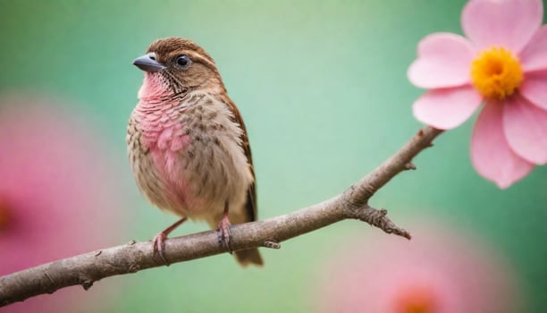 colourful tiny finch stands on a branch, Bird Photography photo