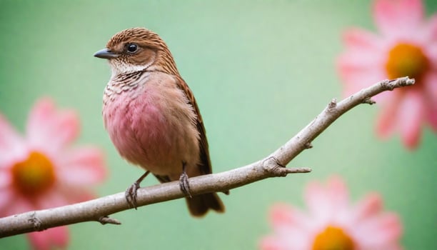 colourful tiny finch stands on a branch, Bird Photography photo