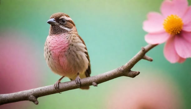 colourful tiny finch stands on a branch, Bird Photography photo