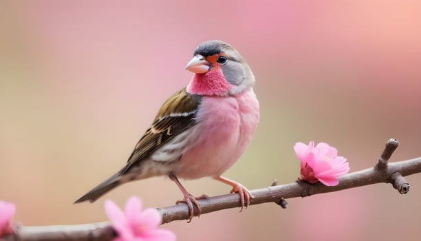 colourful tiny finch stands on a branch, Bird Photography photo