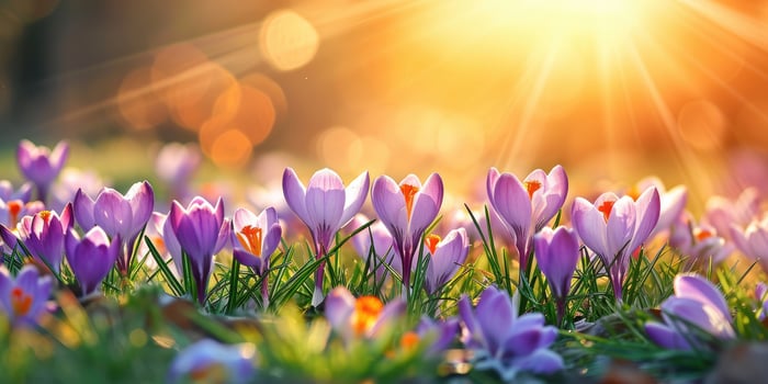 Crocus Flowers on Sunrise photo