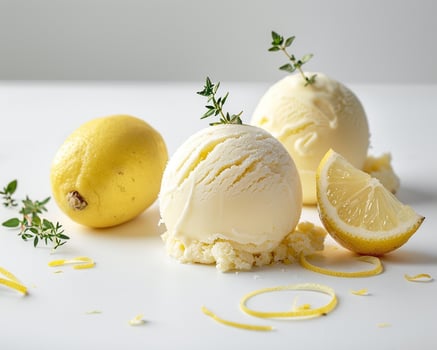 lemon ice cream with thyme photo