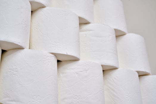 Pile of toilet paper in wc photo