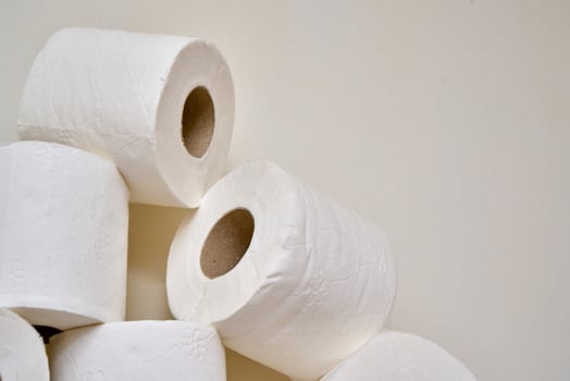 Pile of toilet paper in wc photo
