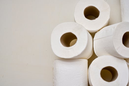 Pile of toilet paper in wc photo