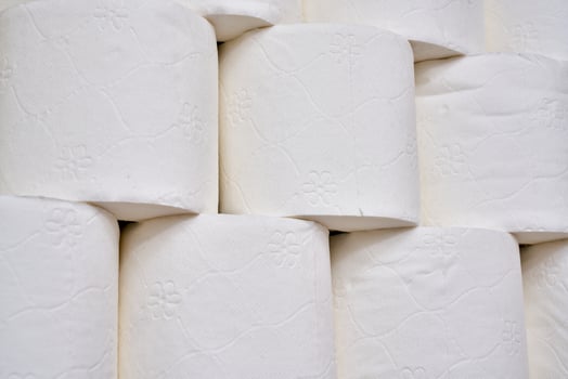 Pile of toilet paper in wc photo