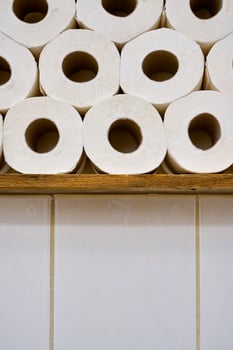 Pile of toilet paper in wc photo