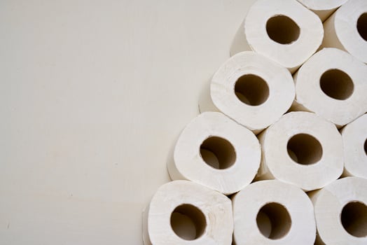 Pile of toilet paper in wc photo