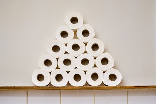 Pile of toilet paper in wc photo