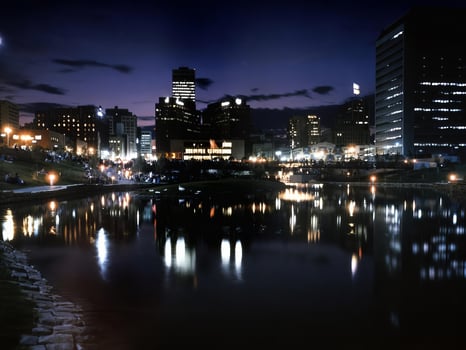 Cityscape with modern buildings background photo