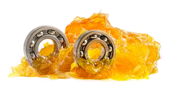 Ball bearing stainless with grease lithium machinery lubrication for automotive and industrial isolated on white background. photo