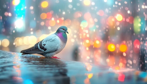 Pigeon in the City Rain photo