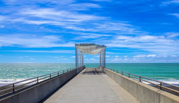 Scenic ocean shore of Hawke bay in Napier New Zealand photo