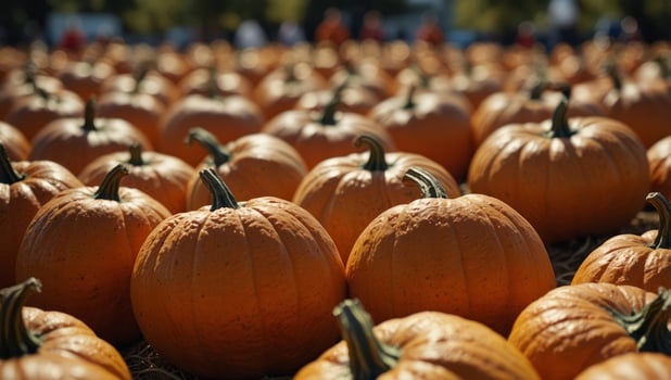 orange pumpkins at outdoor farmer market pumpkin patch with Copy space. photo