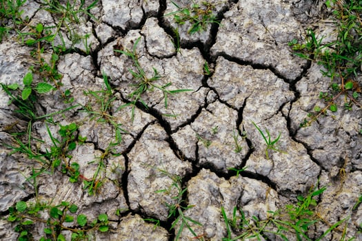 Dry cracked earth and soil during a drought. Cracked ground during drought Cracked ground. Closeup shot of cracked dry land. photo