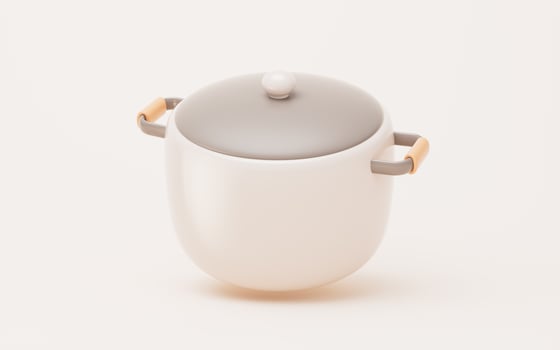 Cartoon style kitchen ware pot, 3d rendering. photo