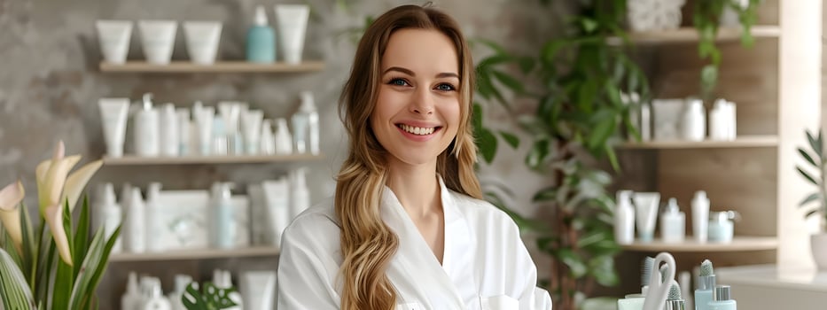 Joyful Esthetician Excelling in Her Craft A Colorful Portrayal of Beauty and Care photo
